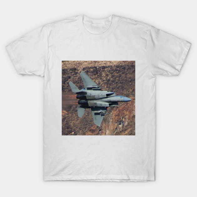 F-15C Eagle In Canyon In Afterburner T-Shirt by acefox1